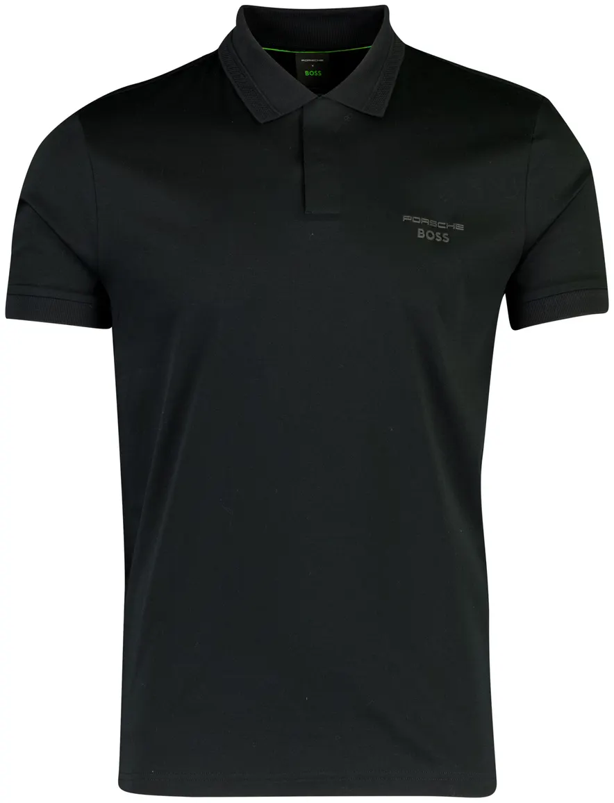 Poloshirt BOSS Green Porsche lijn zwart katoen