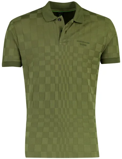 Hugo Boss Poloshirt BOSS Green donkergroen vierkant patroon