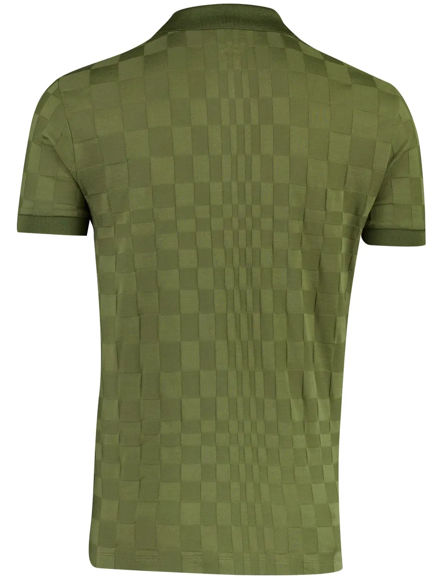 Poloshirt BOSS Green donkergroen vierkant patroon