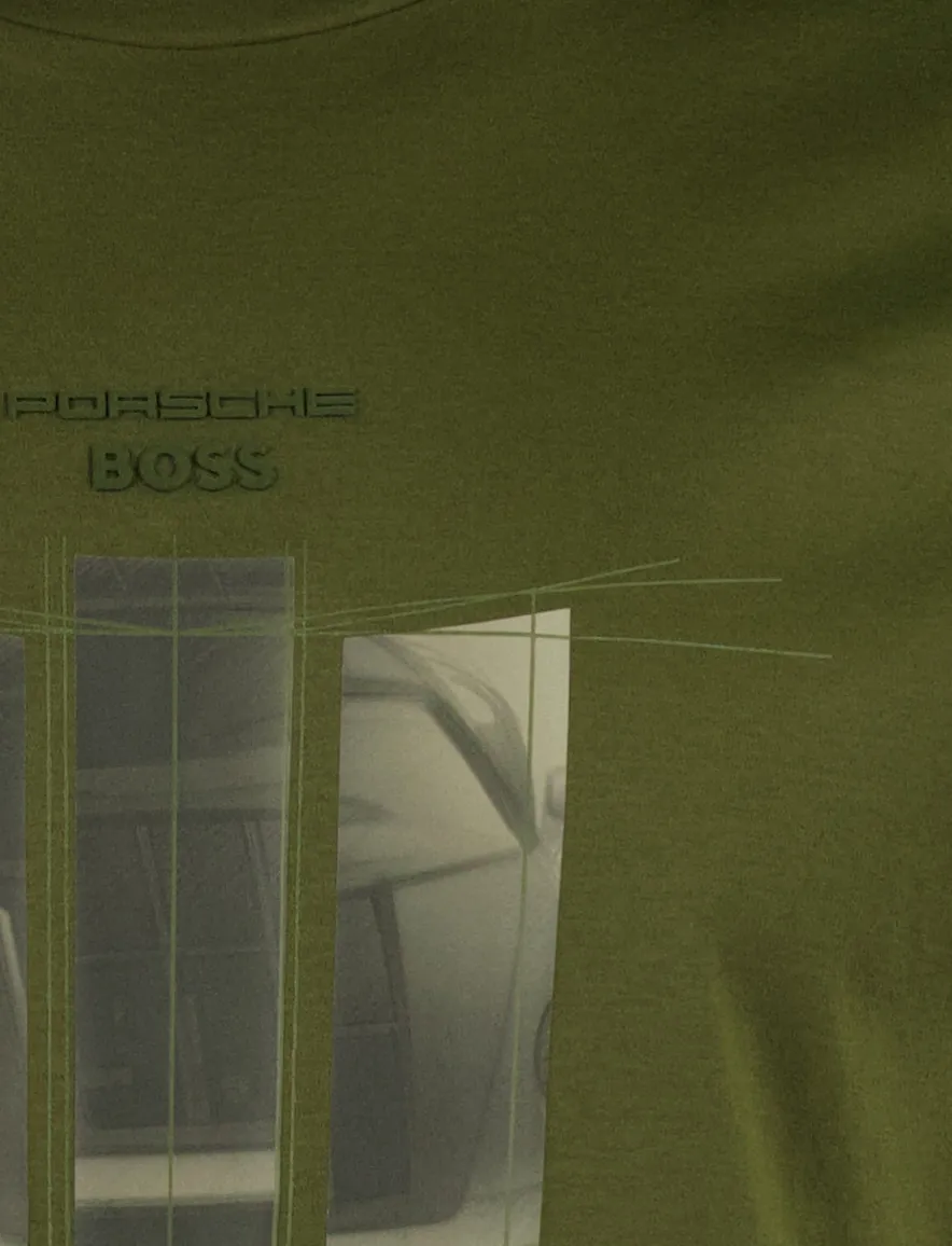 T-shirt BOSS Green donkergroen porsche katoen