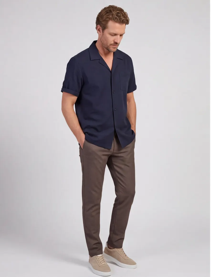 Overhemd BOSS Black donkerblauw structuur normale fit