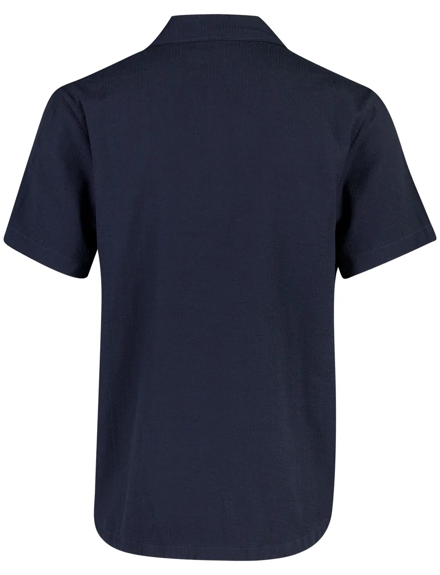 Overhemd BOSS Black donkerblauw met structuur