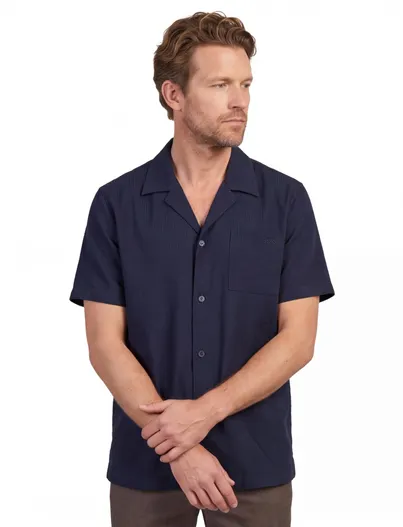 Hugo Boss Hugo Boss BOSS Black overhemd donkerblauw structuur
