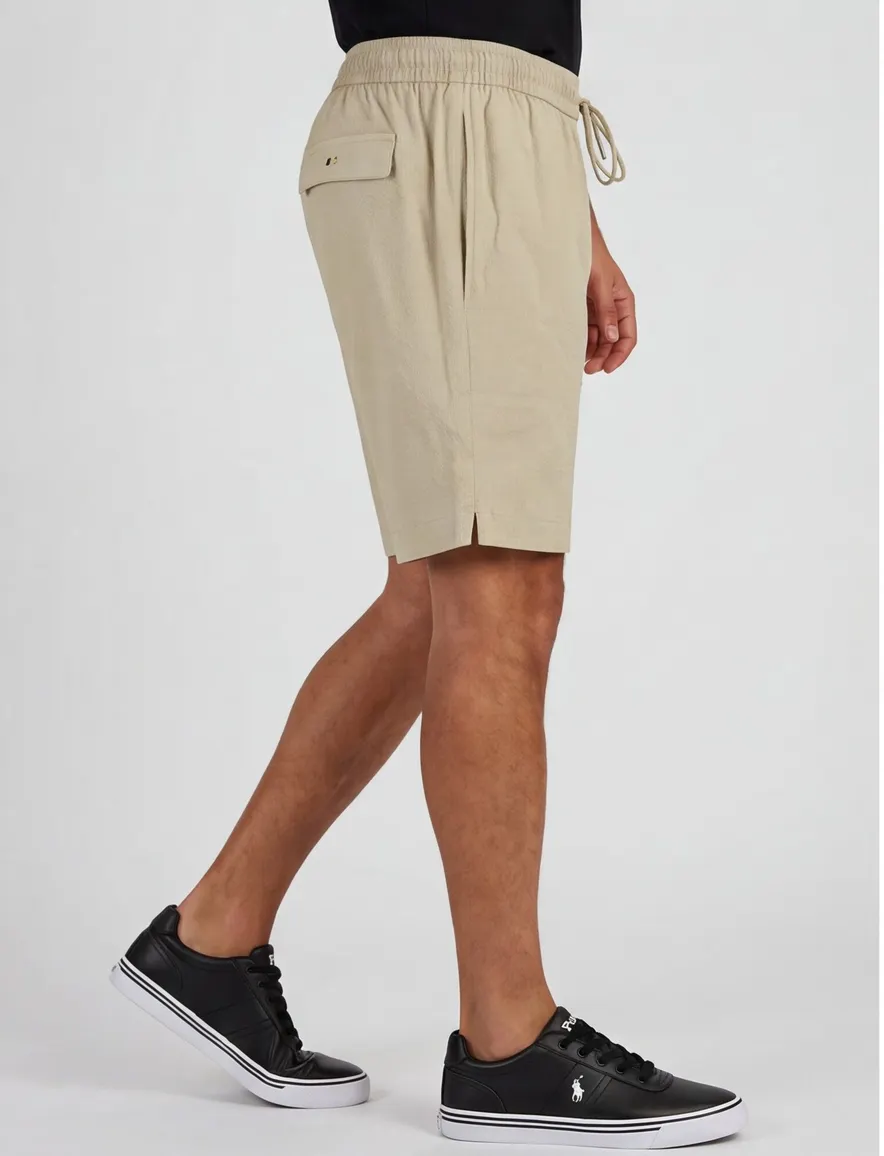 BOSS Black Beach Relax Trunk beige zwemshort met structuur
