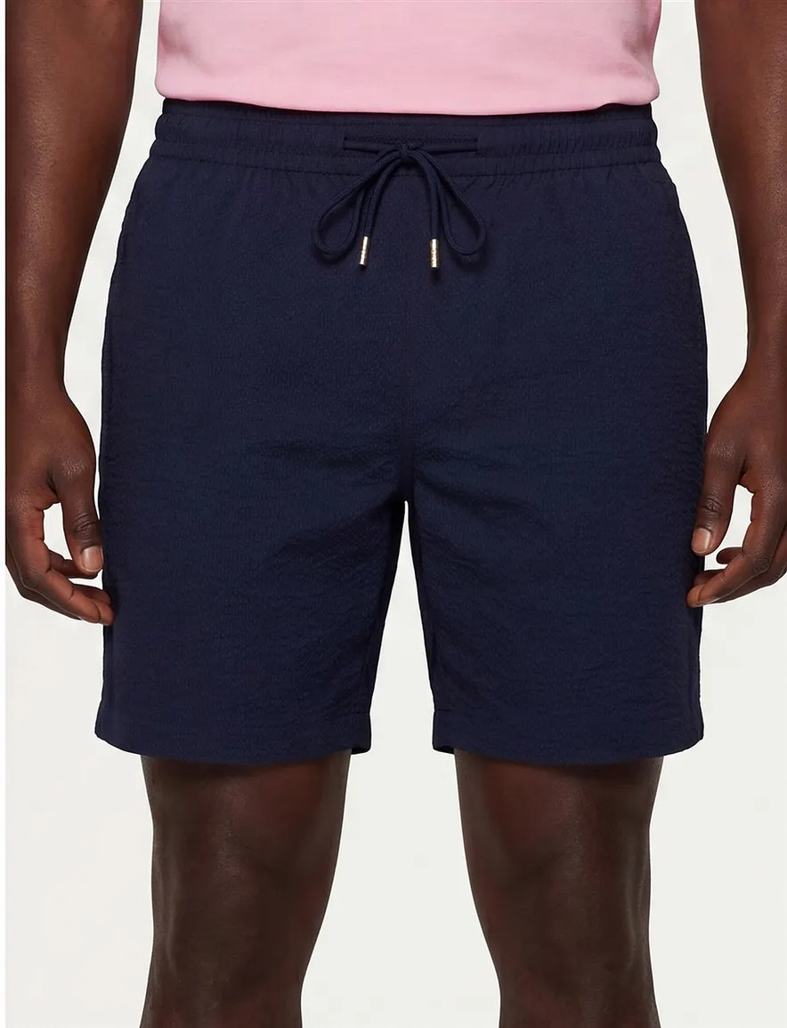 BOSS Black Beach Relax Trunk navy zwemshort met structuur