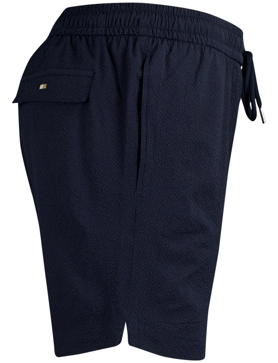 BOSS Black Beach Relax Trunk navy zwemshort met structuur