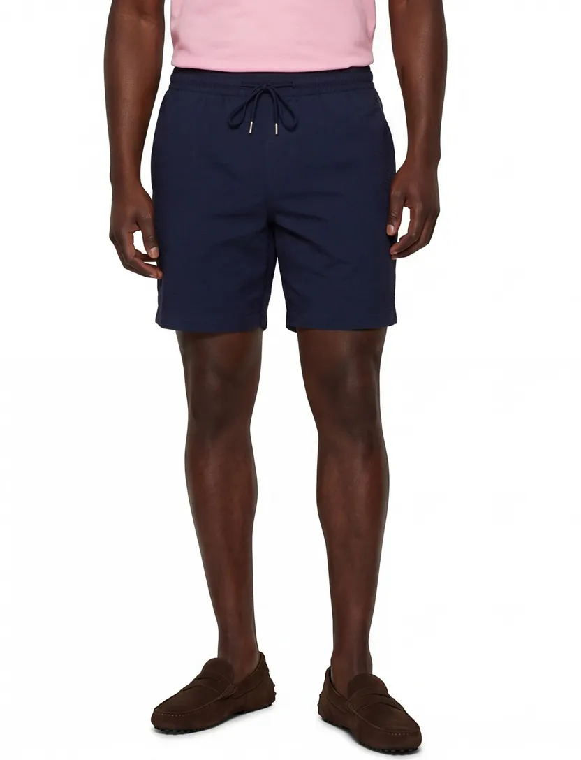 Navy zwemshort BOSS Black Beach Relax Trunk structuur