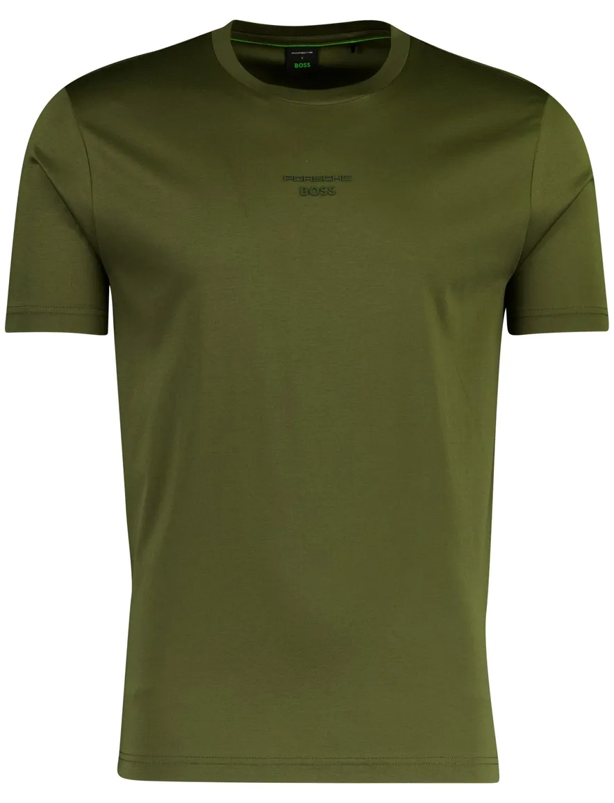 T-shirt BOSS Green donkergroen porsche print