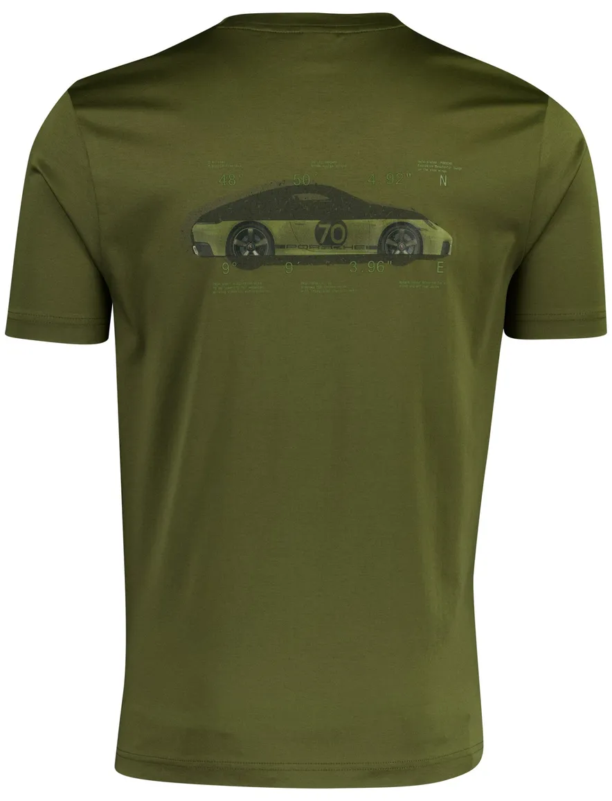 T-shirt BOSS Green donkergroen porsche print