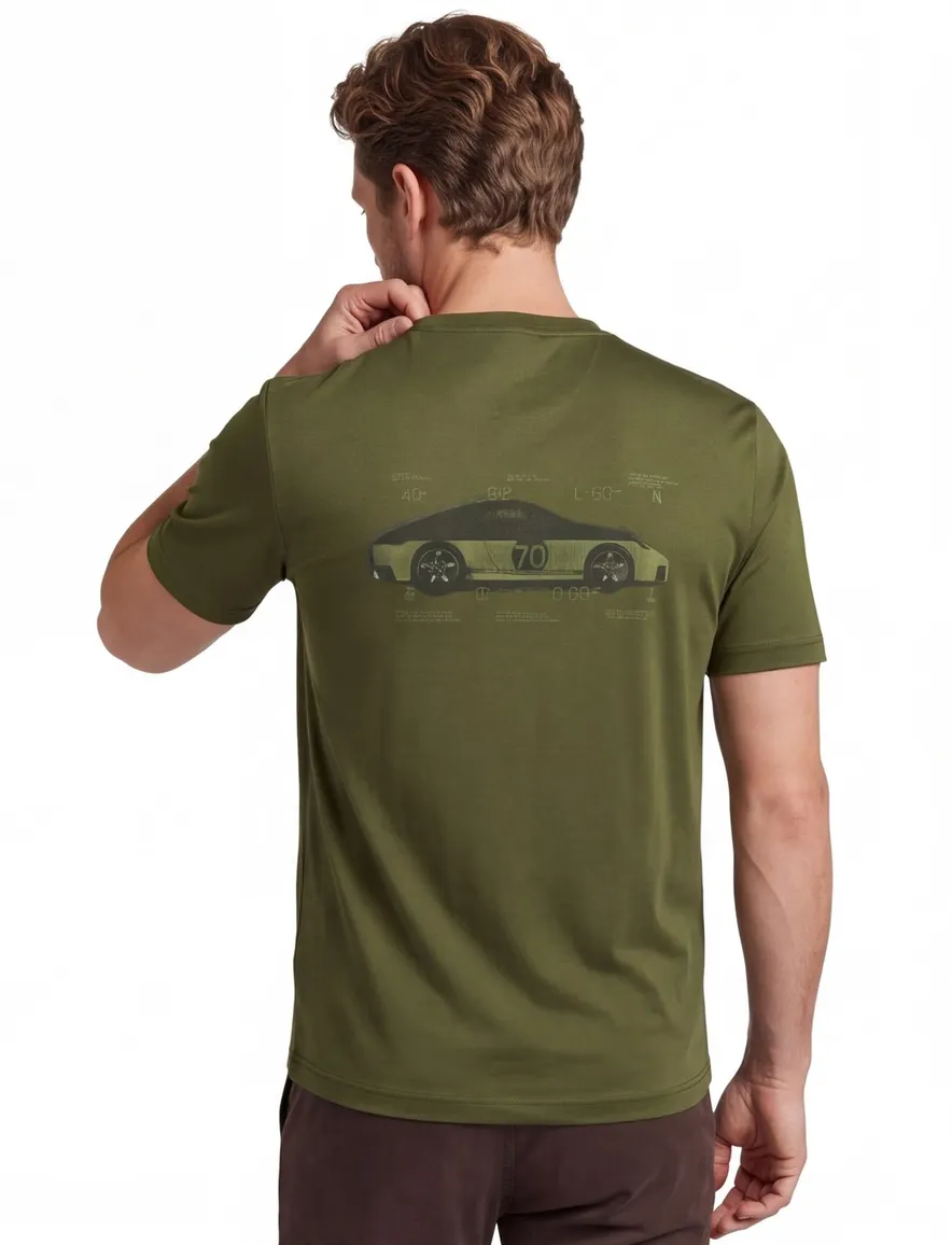 T-shirt BOSS Green donkergroen porsche print