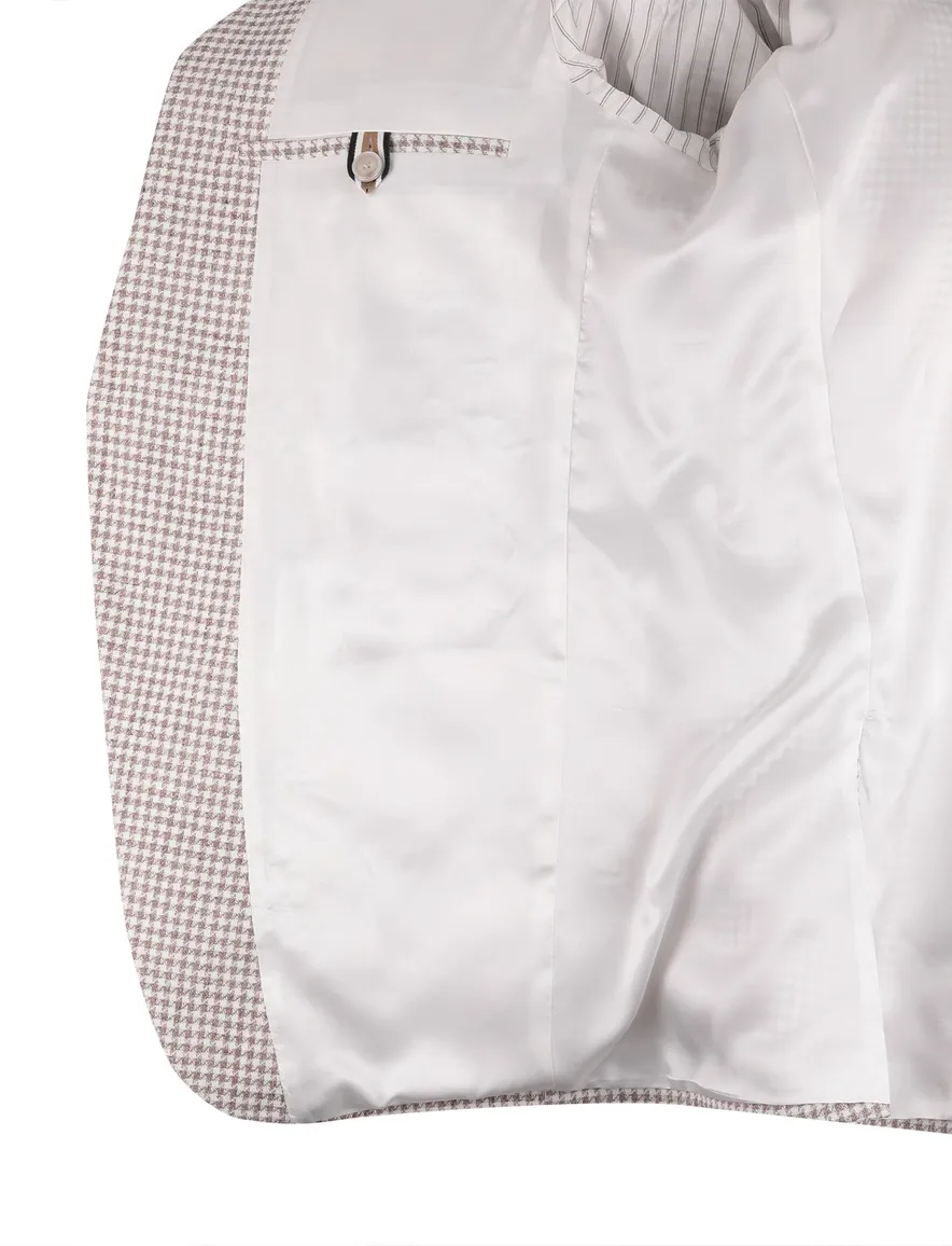 beige wit geruit colbert Boss Black H-Hutson-262 linnen