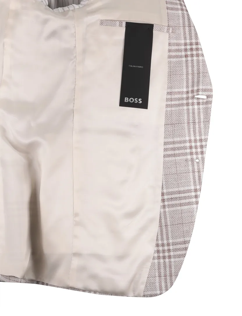 colbert Boss Black H-Hutson-262 met voering beige bruin geruit