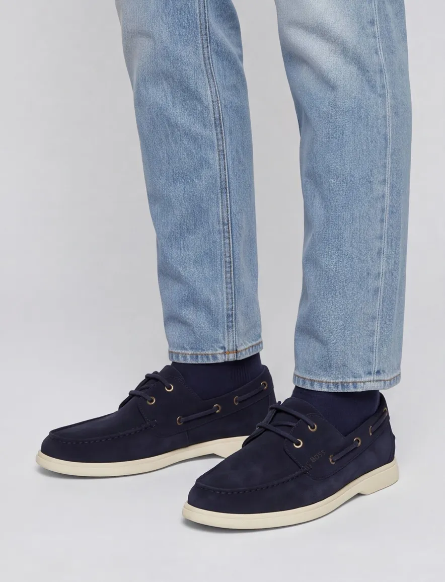 Donkerblauwe instapper BOSS Sienne suede