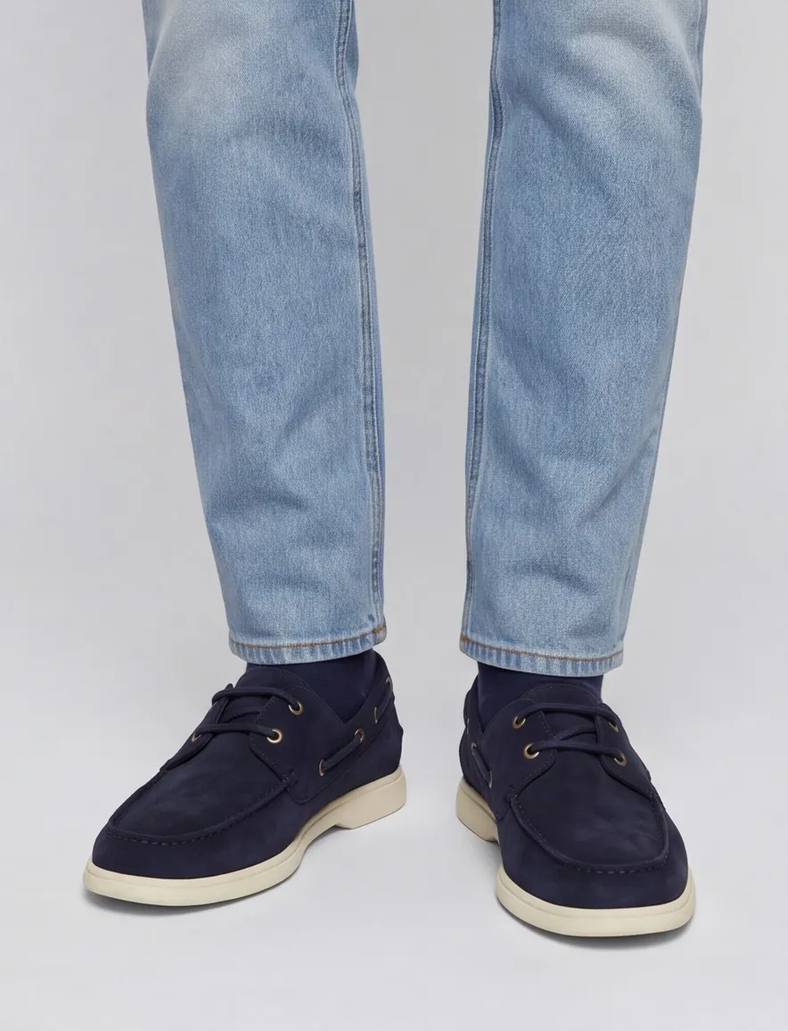 Donkerblauwe instapper BOSS Sienne suede