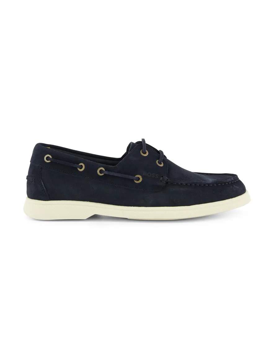 BOSS Sienne Boat instapper donkerblauw suede