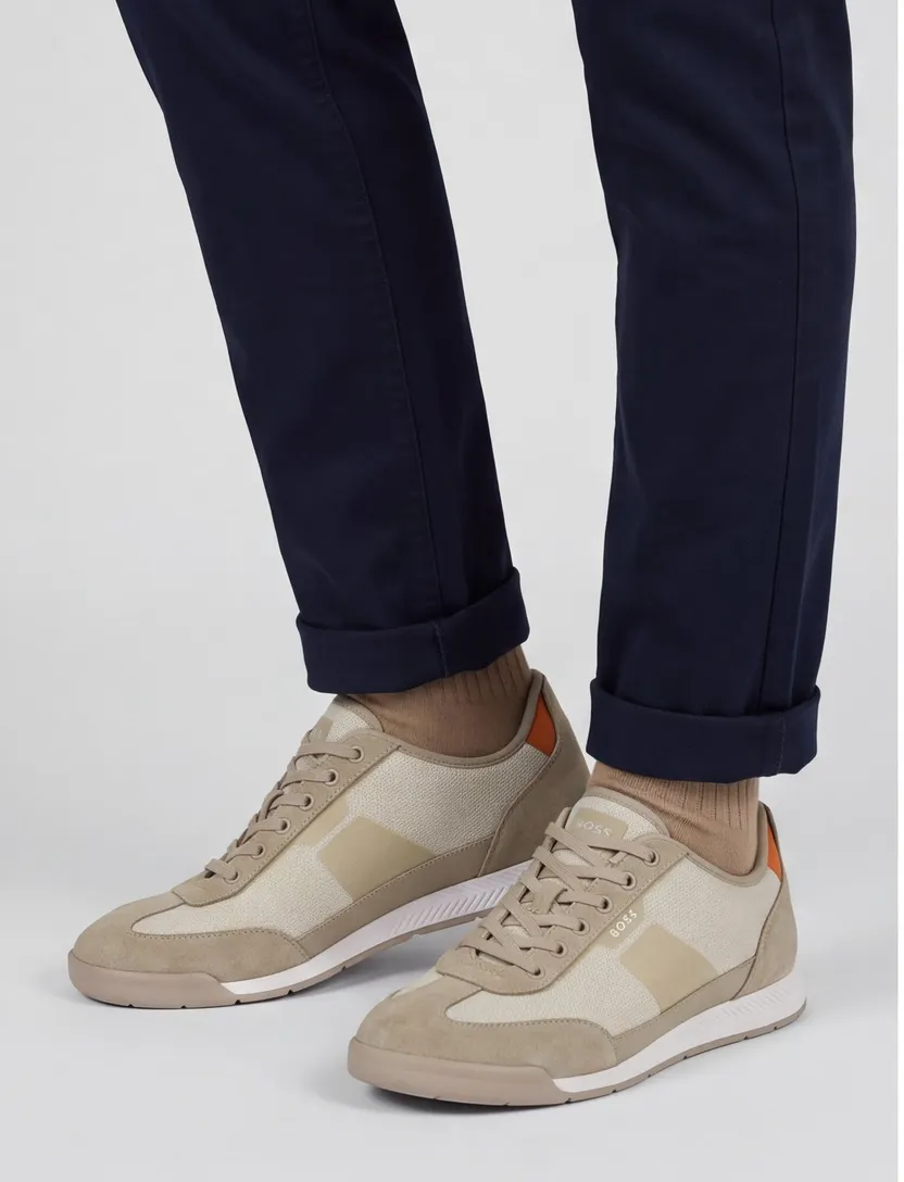 Sneaker beige BOSS Nitan Lowp Txmx vlakken