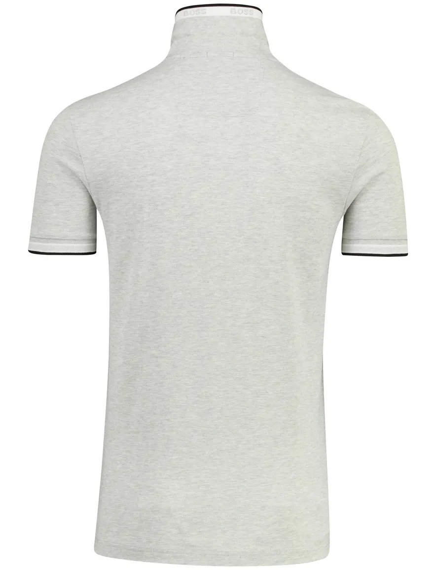 Poloshirt Boss Green Paddy korte mouw lichtgrijs gemeleerd