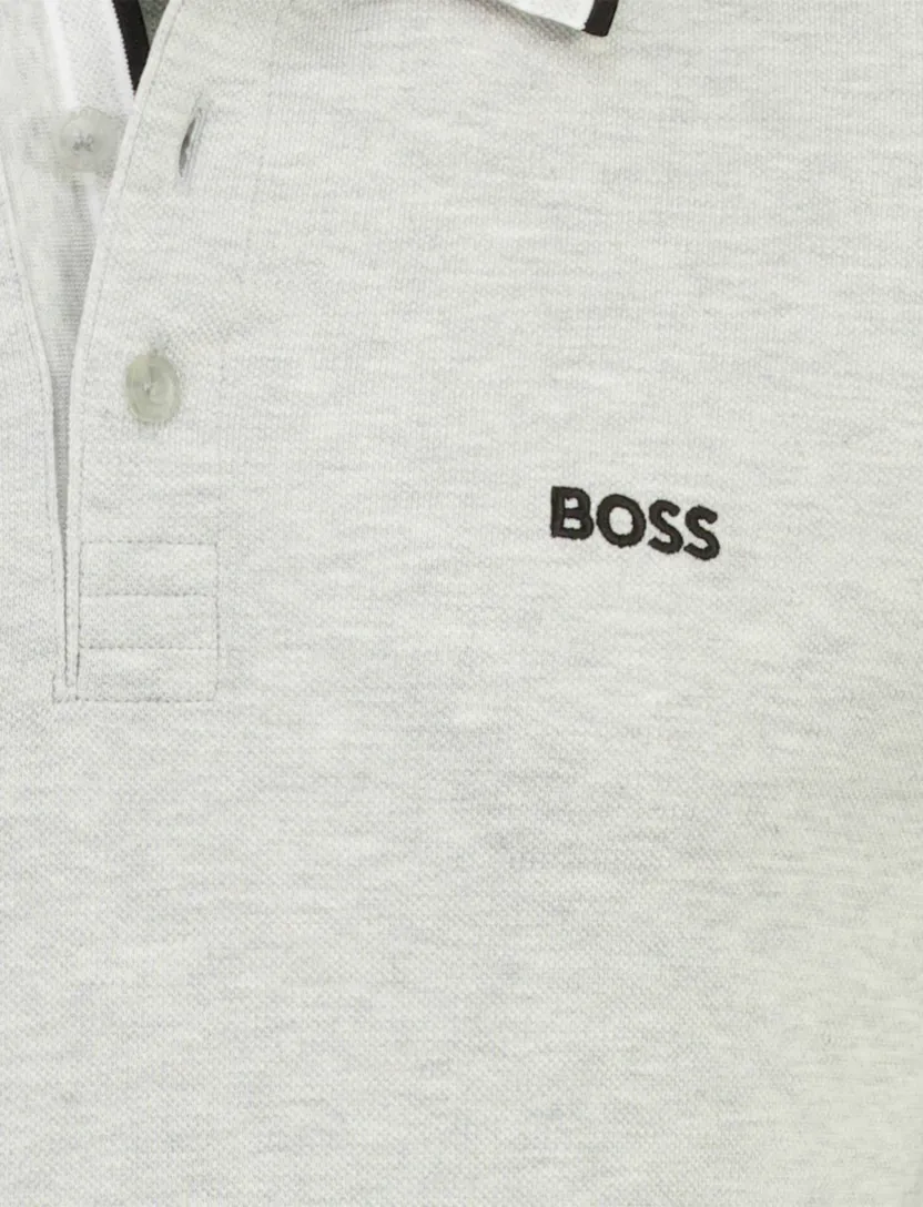 Lichtgrijs poloshirt Boss Green Paddy korte mouw gemeleerd