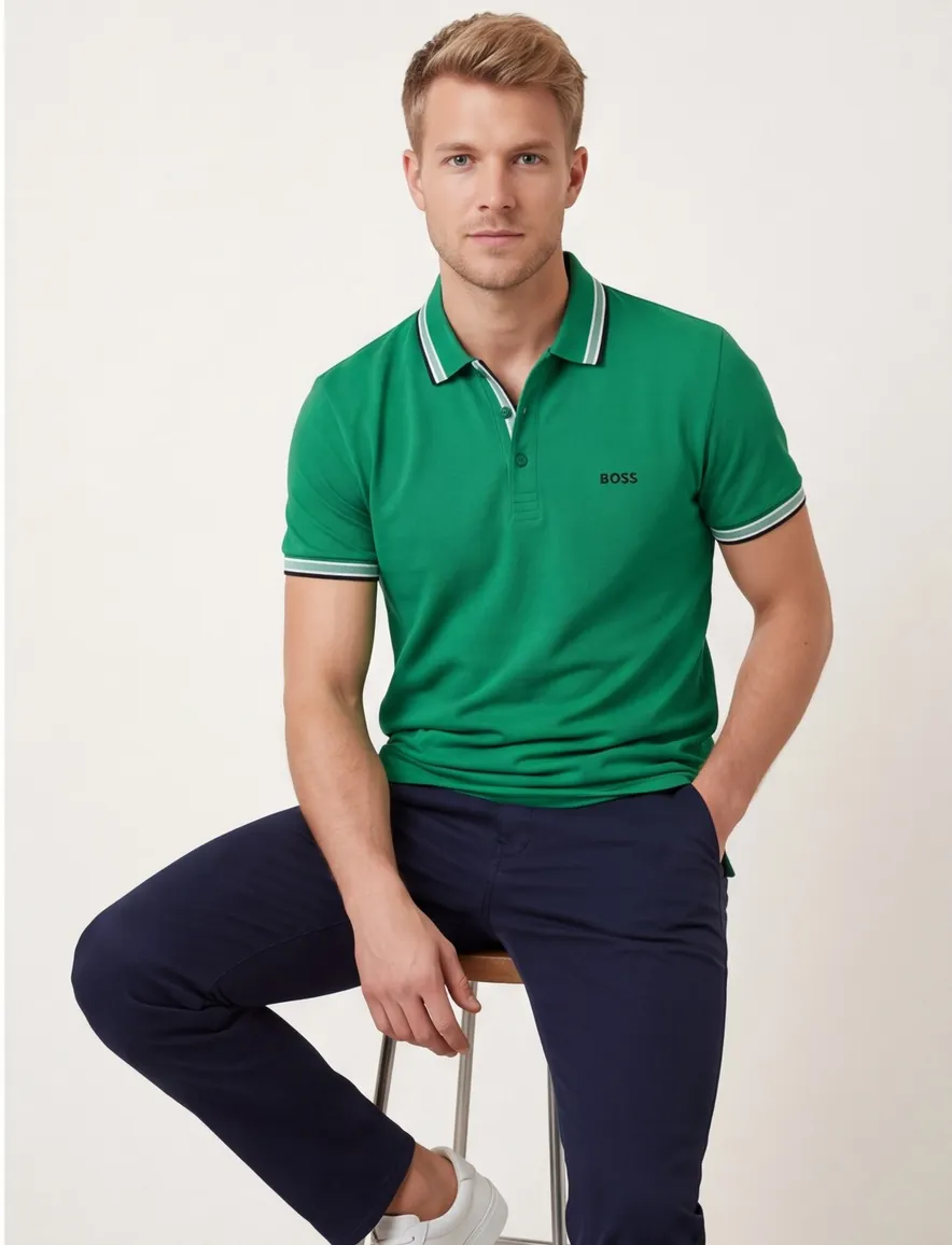 Pique BOSS Green Paddy korte mouw polo groen