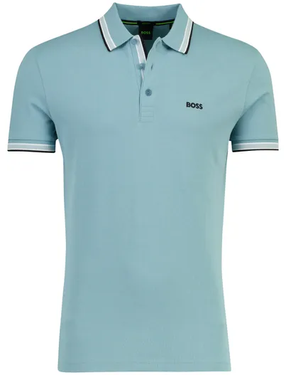 Hugo Boss Poloshirt Boss Green Paddy korte mouw turquoise katoen