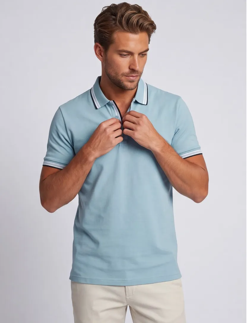 Turquoise poloshirt Boos Green Paddy korte mouw katoen