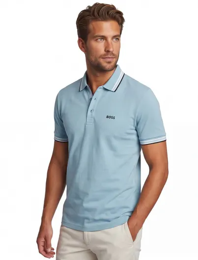 Hugo Boss Turquoise poloshirt Boos Green Paddy korte mouw katoen