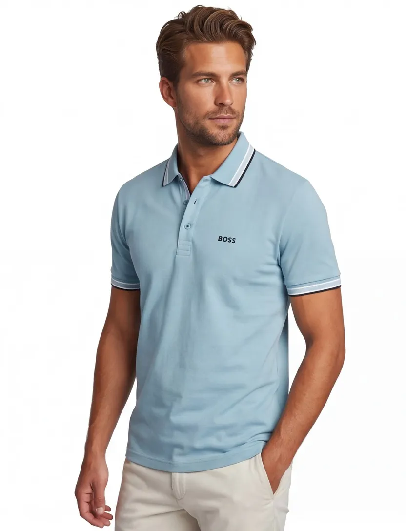 Turquoise poloshirt Boos Green Paddy korte mouw katoen