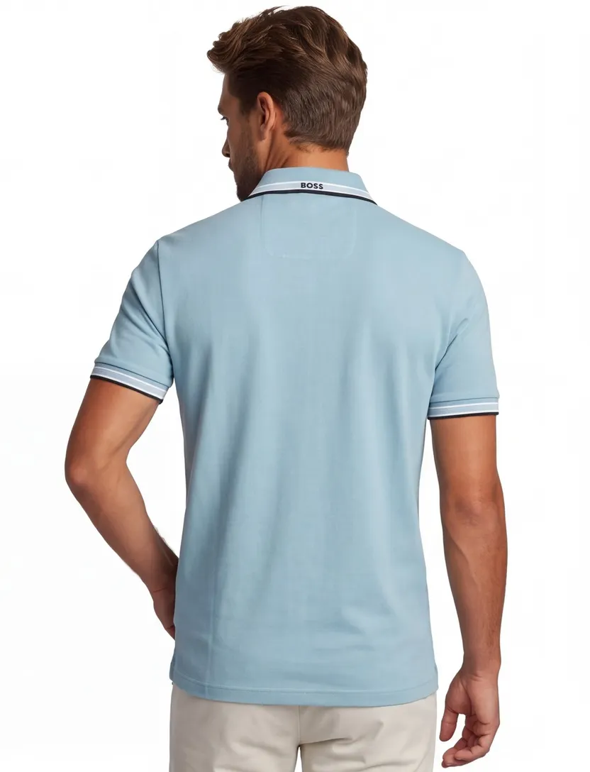 Turquoise poloshirt Boos Green Paddy korte mouw katoen