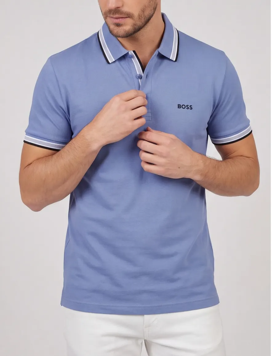 Blauwe Paddy polo BOSS Green pique