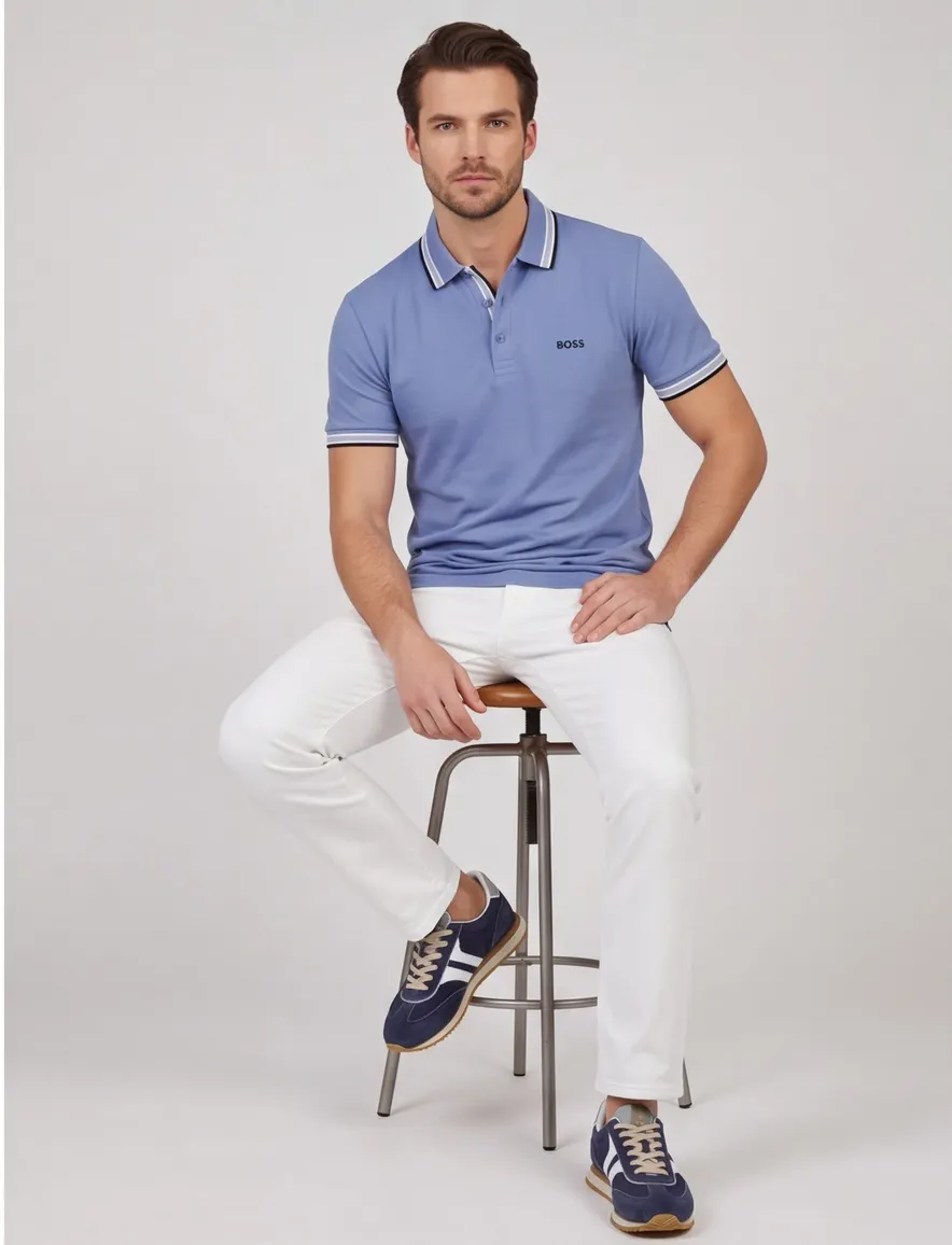 Blauwe Paddy polo BOSS Green pique