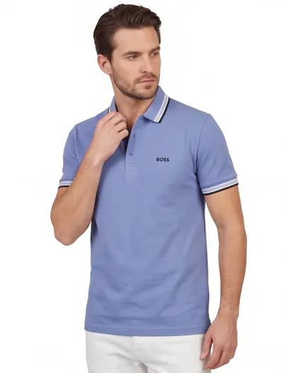 Hugo Boss Blauwe Paddy polo BOSS Green pique