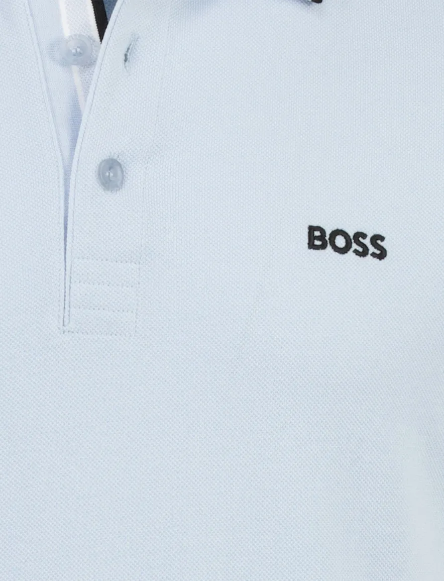 Poloshirt Boss Green Paddy korte mouw lichtblauw katoen