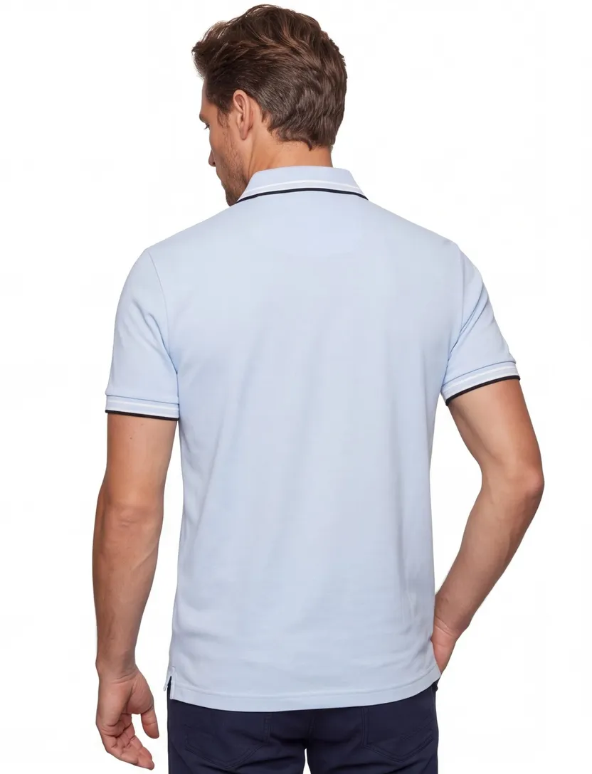 Lichtblauwe poloshirt Boss Green Paddy korte mouw katoen