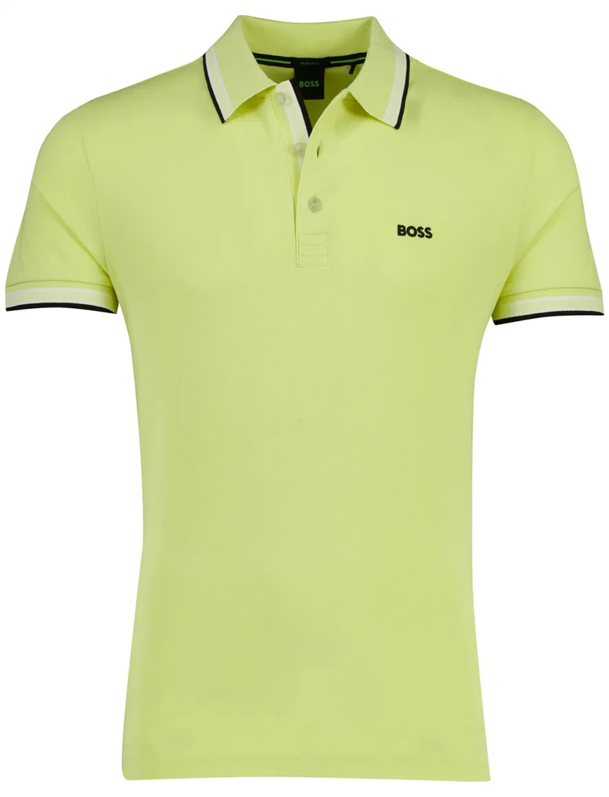 Regular fit BOSS Green Paddy korte mouw polo geel