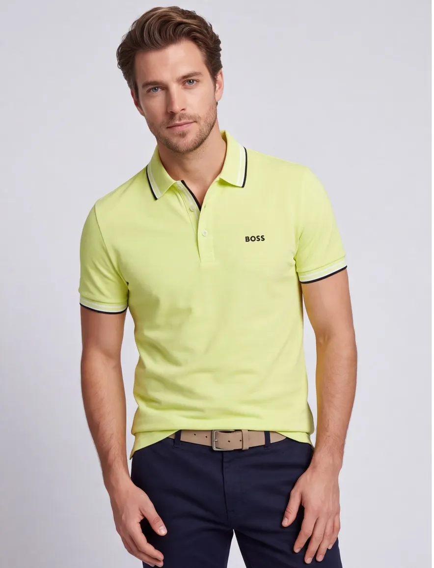 Korte mouw BOSS Green Paddy polo geel 3-knoops