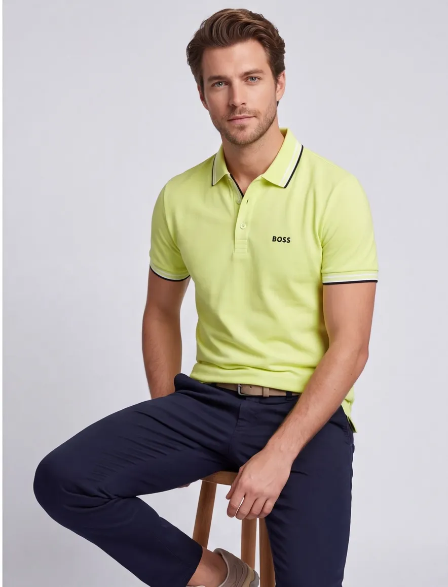 Korte mouw BOSS Green Paddy polo geel 3-knoops