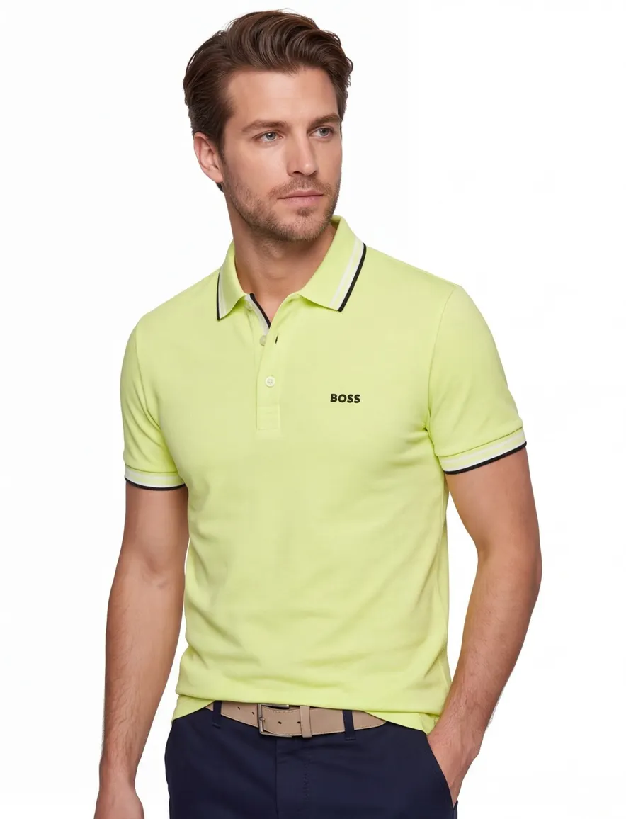 Boss Green Paddy poloshirt regular fit geel