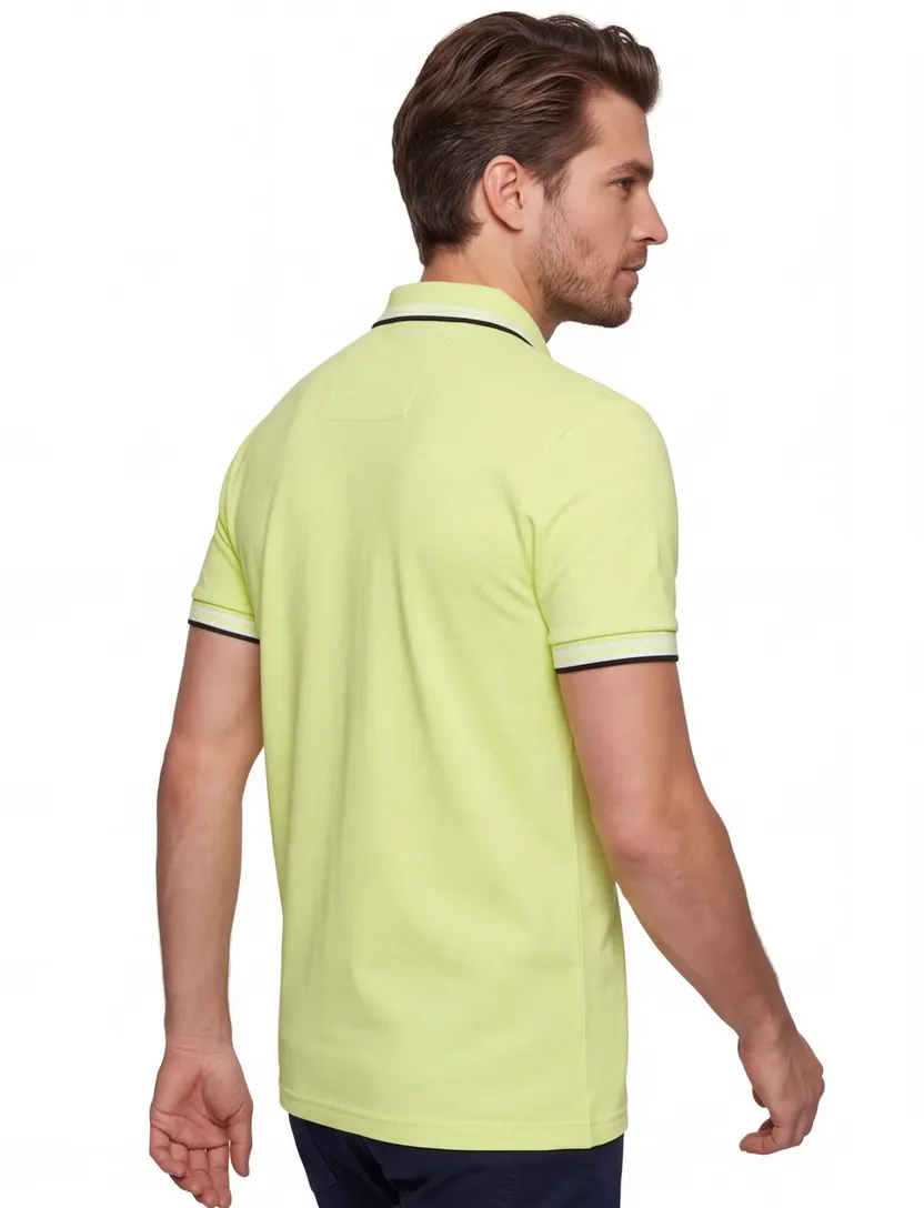 Korte mouw polo BOSS Green Paddy geel pique
