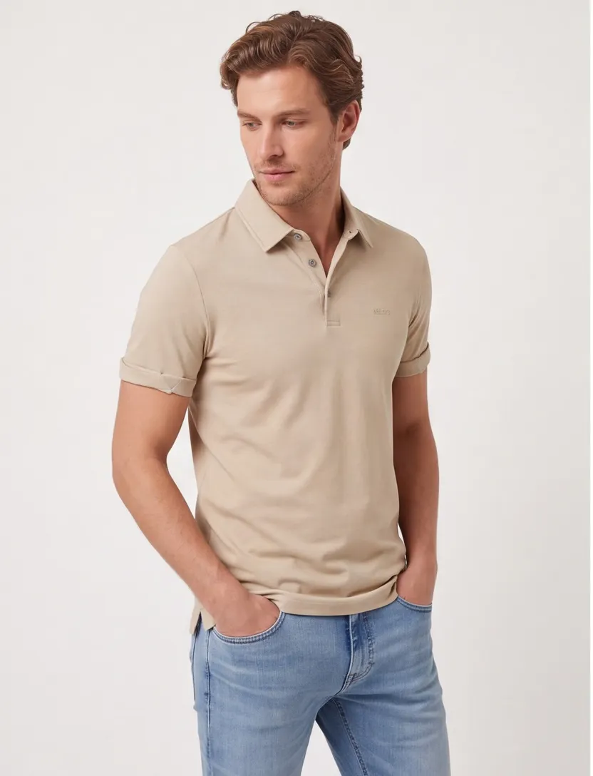 Poloshirt BOSS Black jersey beige