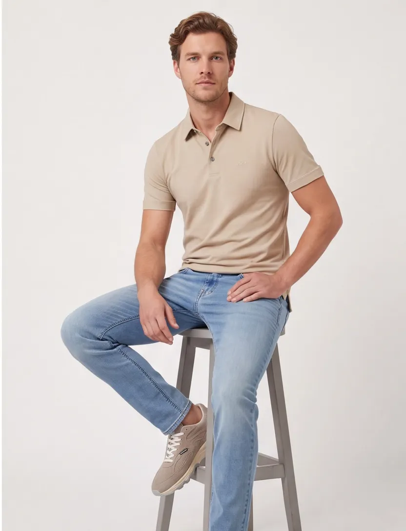 Poloshirt BOSS Black jersey beige