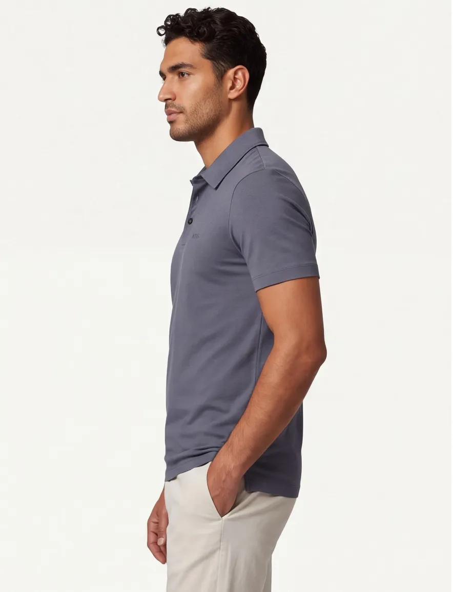 Poloshirt BOSS Black blauw slim fit jersey