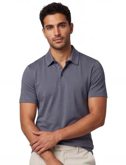 Hugo Boss Poloshirt BOSS Black jersey blauw slim fit