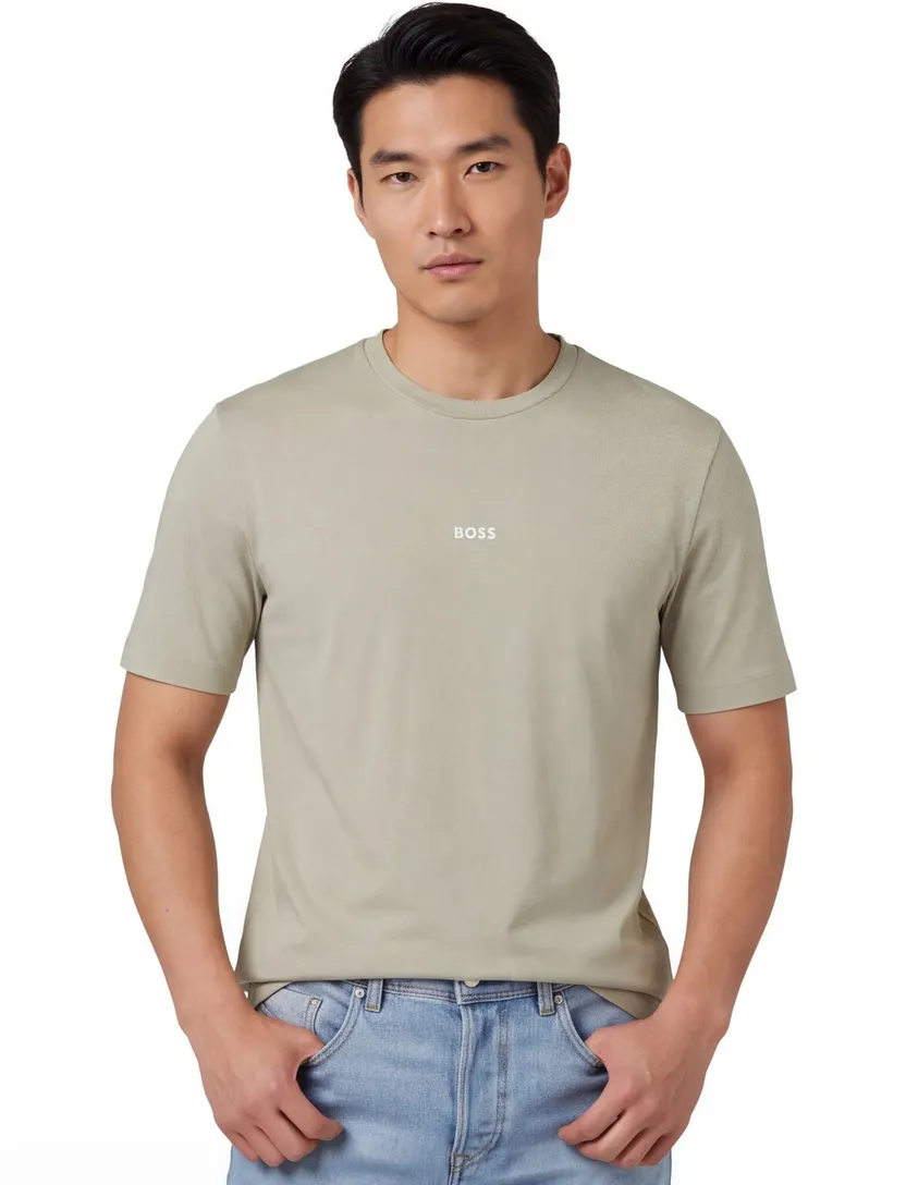 T-shirt BOSS grijs ronde hals stretch
