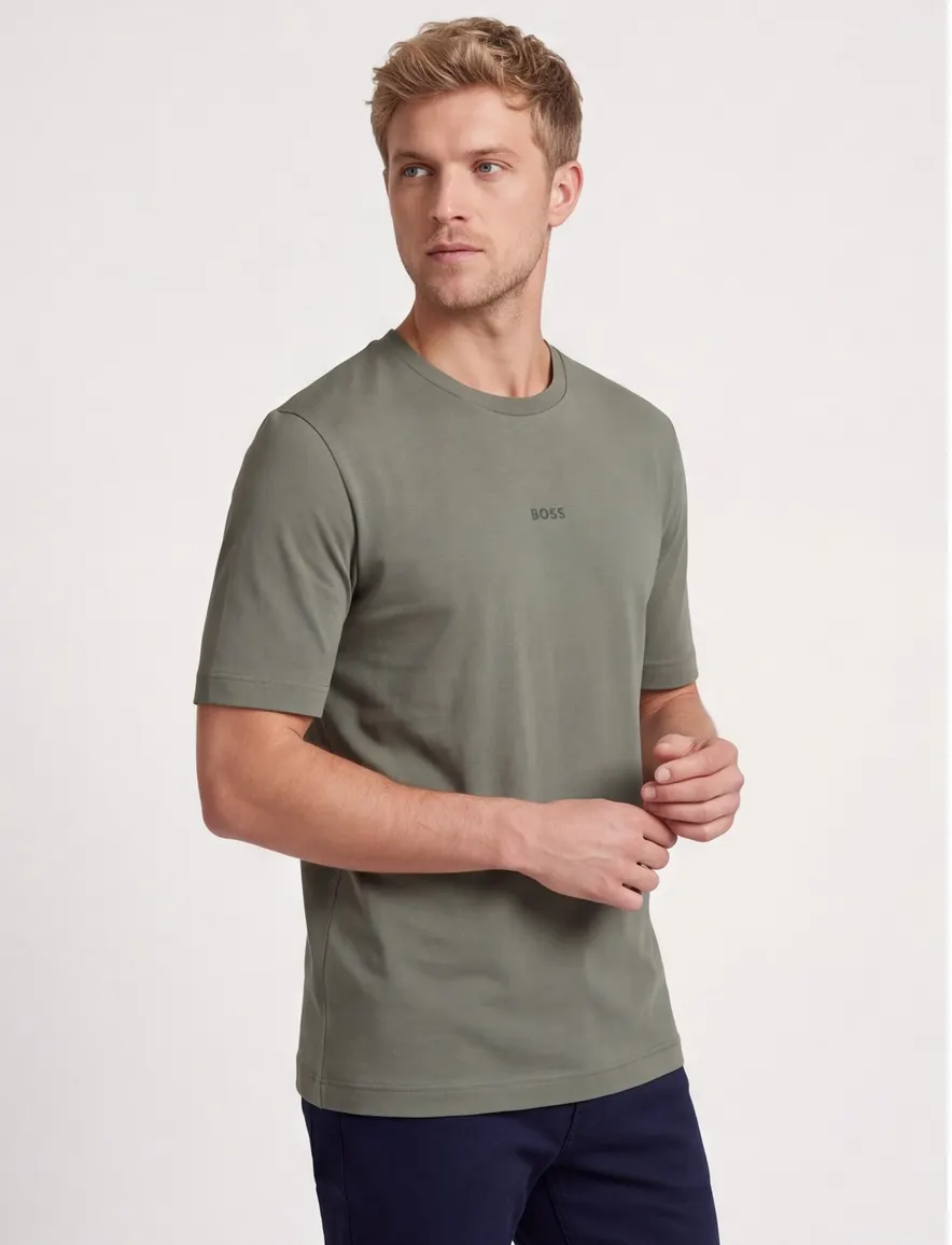 T-shirt BOSS groen logo wijde fit