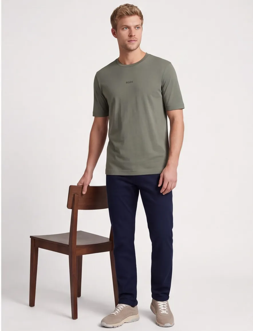 T-shirt BOSS groen logo wijde fit