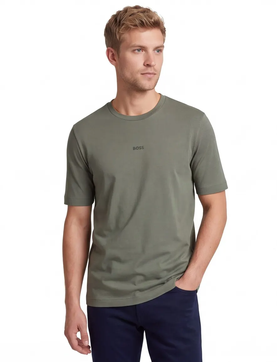 T-shirt BOSS groen logo wijde fit