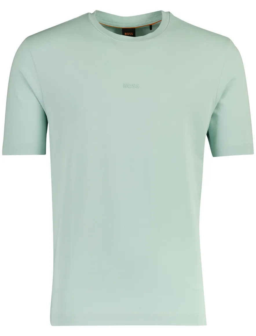 T-shirt BOSS Orange turquoise logo katoen