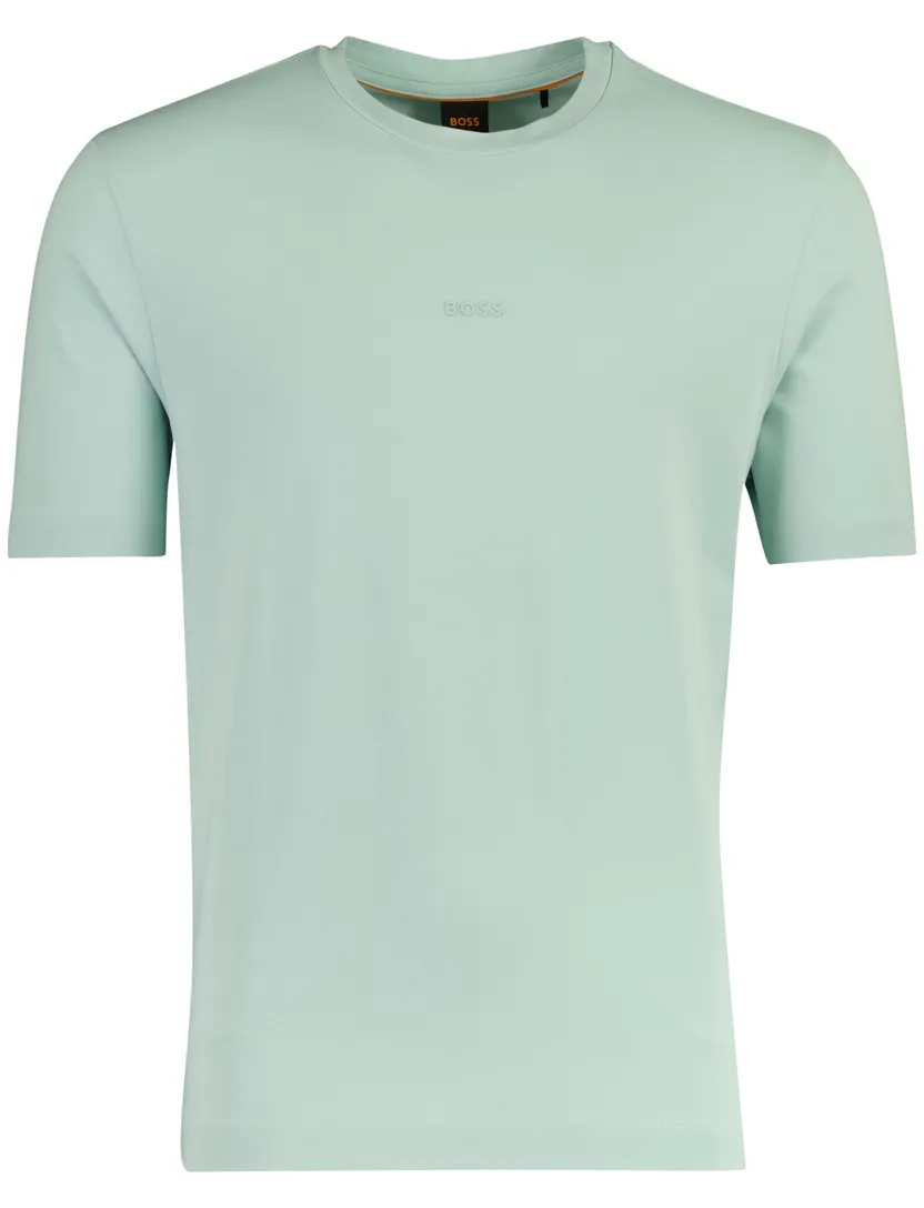 T-shirt BOSS Orange turquoise met logo katoen