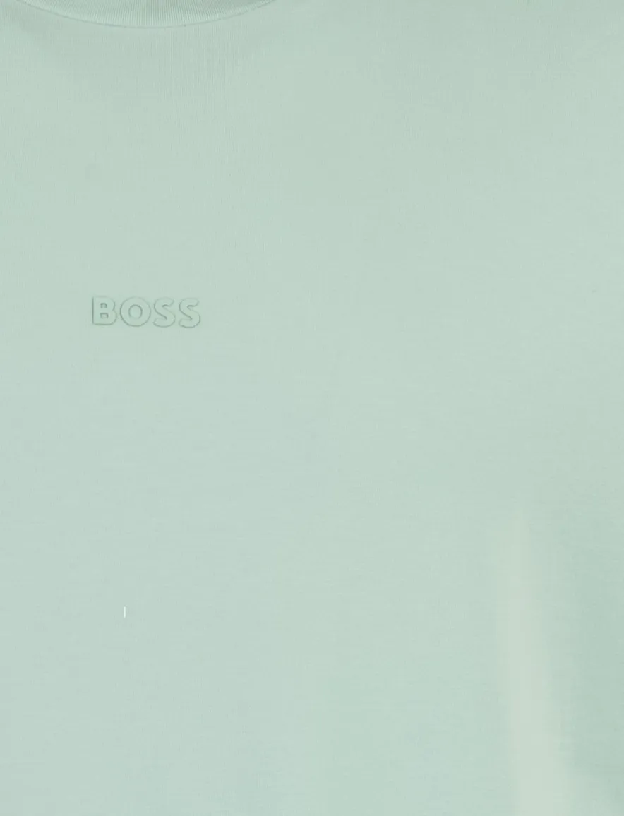 T-shirt BOSS Orange turquoise logo katoen