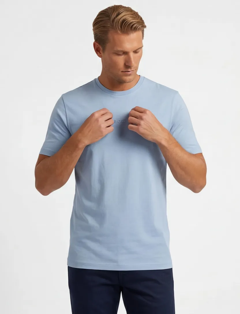 Lichtblauwe t-shirt Boss Orange T chup ronde hals